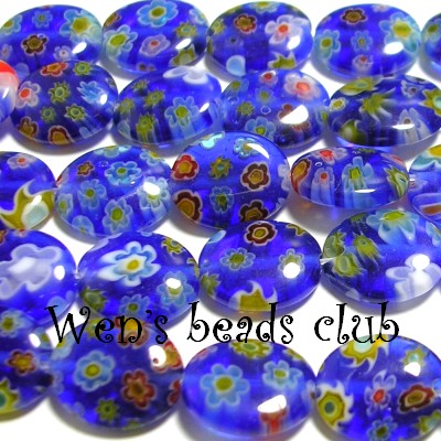 Millefiori Glass Beads - Flat Oval 10*12mm/Strung/TFB0612Mb02