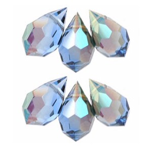 Czech Crystal : M.C. Beads 6/10mm - Teardrop: Sapphire - Celsian(6PK)