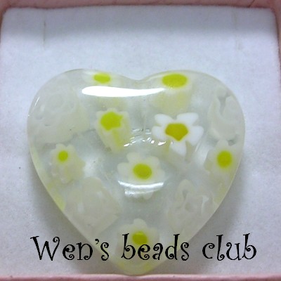 Millefiori Glass Beads - Heart Beads 25mm/1PK/TFBEB1525M
