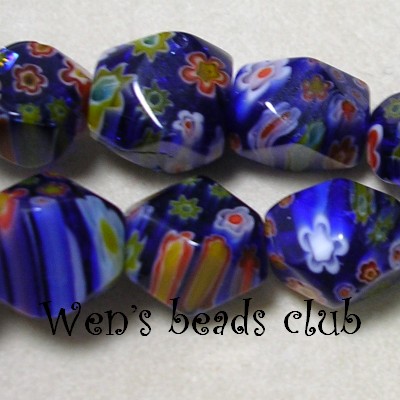 Millefiori Glass Beads - Nuggets 14mm/Strung/TFB1714Mb02